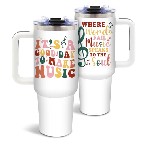 DUUV Music Tumbler 40oz, Insulated Inspirational Music Gifts for Women | Musics Lover Tumbler Leakproof, Musicial Student Gift for Musicians Singer Teacher, Birthday Gift for Guitar Players, 1 Pack - color: Creating Music