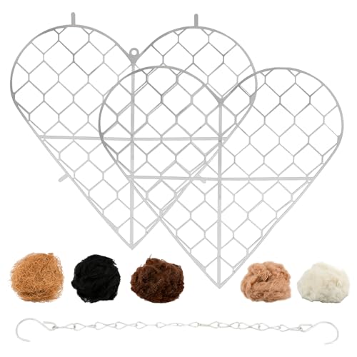 Handmade Fiber Bird Nesting Heart, Refillable Nesting Material for Wild Bird