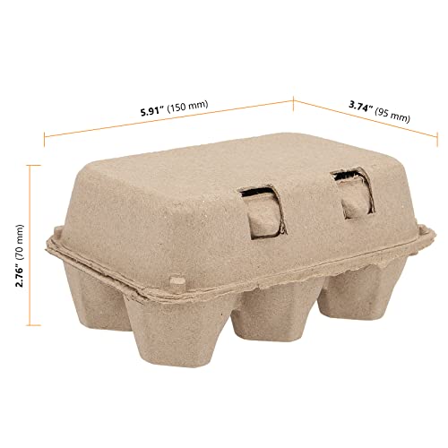 SEUNMUK 40 Pack 6 Cell Empty Egg Cartons, 6 x 3.7 x 2.7 Inch Brown Pulp Fiber Egg Tray Holder, Half Dozen Egg Container with Lids for Storing Eggs - size: 40 Pack 6 Cell