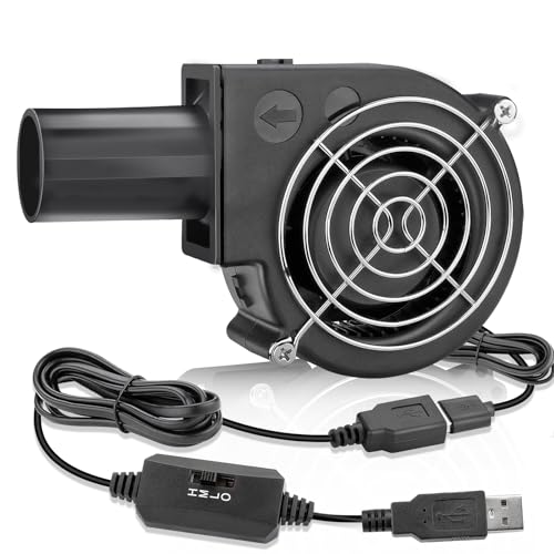 97mm x 33mm USB Centrifugal 5V Air Blower Brushless Fan with Tube for Replacement Fireplace Forge Smoker BBQ Electronic Cabinet Squirrel Cage Cooler - size: 9733-USB
