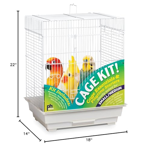 Prevue Pet Products Square Roof Bird Cage Kit Ideal for Small Birds - White | Stand Compatible Enclosure, Simple Cage Assembly, Easy to Clean and Maintain - color: White