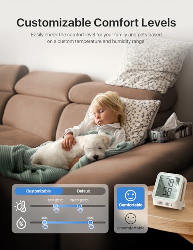 X-Sense Wi-Fi Thermometer Hygrometer with LCD, 3 Sensors & Base Station | LCD Digital Sensors Track Temp and Humidity with App Alerts and Data Export at No Cost for Home, Basement, and Wine Cellar - color: White, size: Digital, 3-Pack with 1 Base Station