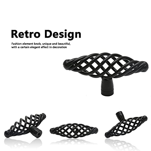 Jiozermi 12 Pack Oval Birdcage Cabinet Knobs, 3" Length, Flat Black | 3" Length Birdcage Drawer Pulls, Iron Bird cage Cabinet Handles, Flat Black - size: 3 inch, Oval
