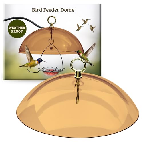 Birds Choice Bird Feeder Dome with Hanger | 10.5in Rain Guard Cover, Coral | Domed Acrylic Outdoor Weather Guard for Hanging Feeders to Keep Seed Dry, Heavy-Duty Chrome-Plated Hanger and Hook - color: Coral