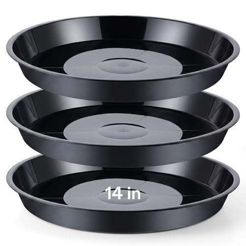 3 Pack Plastic Bird Bath Bowl, 14”Ground Bird Baths for Outdoor(Black） | Large Durable Birds Bath Dish for Garden Yard, Birds Water Bowl Feeder Tray Replacement, Weather Resistant ABS Plastic - color: Black