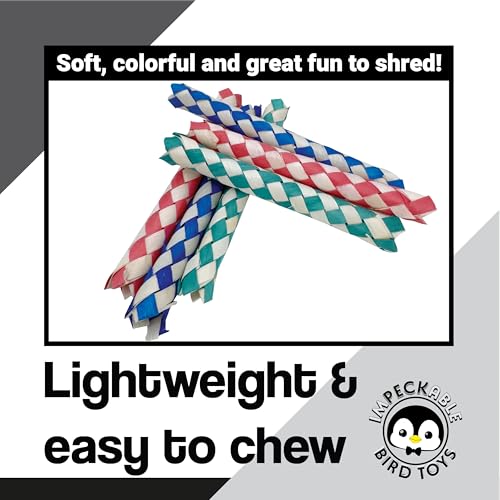 702 Pk24 Chinese Finger Traps for Birds - Shredding & Foraging Fun for Parrots, Parakeets & Cockatiels. Safe Chew Toys & Foot Toys for Conures, Budgies, Macaws. DIY Cage Accessories Parts