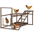 PawHut Wooden Chicken Coop Perches with Swing, Roosting Bars, Activity Play Set, Chicken Coop Accessory Toys for Coop, Coffee | Activity Play Set, Accessory Toys, Chicken Playground