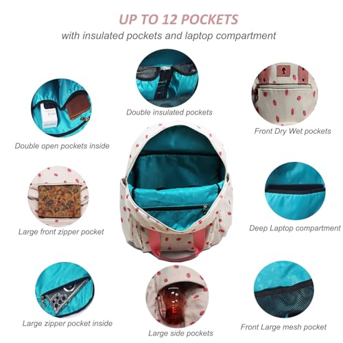 Diaper Bag Backpack Corduroy Multifunction Baby Fashion Travel Pack office Laptop Bag - color: Pink Strawberry