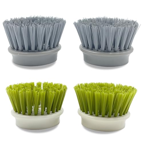 Palm Brush Refills, Dish Brush Replacement Head, 4 Pack - color: Green&gray