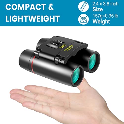 12X25 Mini Pocket Binoculars for Adults Kids Camping Hiking Travel | Compact Binocular, Small Lightweight, Foldable, Clear Vision for Bird Watching, Travel, Opera Concert, Cruise, Football