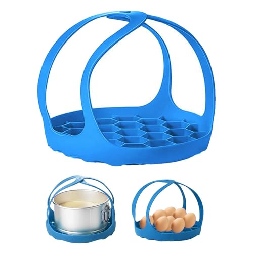 Silicone Sling Lifter, Cooker Sling With Handles Cooling Drying Rack Bakeware Sling Egg Steamer Rack for Cooking, Roasting, Drying(COLOR:Blue/6.5 Inch)