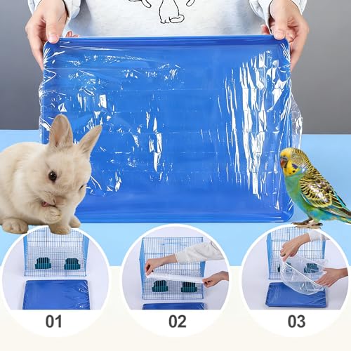 50 Pcs Disposable Cage Liners, 29x19 inches Plastic Leak-Proof with Cage Cleaning Brush, for Parrots, Rabbits, Guinea Pigs - size: 29x19 inches