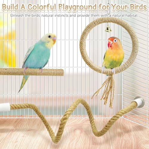 3 Pcs Bird Rope Perches Bendable Parrot Bird Perch Rope Stand Gradient Color Birds Cage Accessories for Budgie Lovebird Cockatiel
