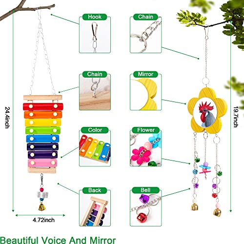 11PCS Chicken Toys for Coop Accessories - Chicken Xylophone Toy, Chicken Mirror, Chicken Ladder Bridge, Coop Swing, Vegetable Hanging Chicken Feeder, Chewing Foraging Toys, Gifts for Hens - size: 11pcs