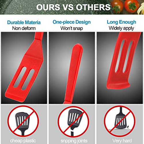 Mini Brownie Serving Spatula Flexible Nonstick Silicone Serve Turner Heat-Resistant Cookie Slotted Spatula for Flip Egg in Small Frying Pan Cookie Batter Lemon Squares(Red and Black,2 Pieces) - color: Red and Black