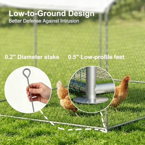 HERBAN 2026 Upgraded Large Metal Chicken Coop with All-Around Hardware Cloth, 117.6" × 79.2" × 76.8" Walk-in Outdoor Chicken Run Pen for Backyard with Cover, Spire Roof Poultry Cages for Outside - size: 117.6" × 79.2" × 76.8"