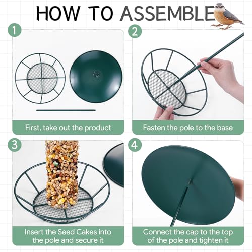 2 Pcs Cylinder Bird Feeder Outdoor Seed Cake Feeder Metal Suet Cake Holder Backyard Wild Birdfeeding Bird Feeders for Outdoors Garden (Dark Green) - color: Dark Green