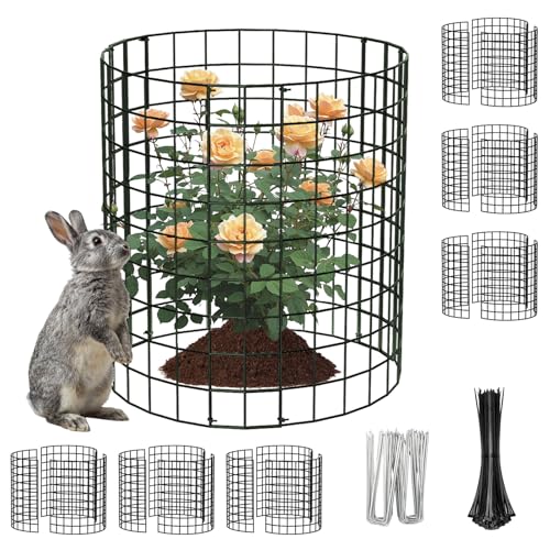 PASARA 6 Pack Plant Protectors from Animals, 13 Inch Round Cloche Plant Cages with Sturdy Chicken Wire Mesh, Garden Cages to Keep Animals Out for Vegetables & Flowers, Includes Support Stakes - size: 6PACK-12*12inch
