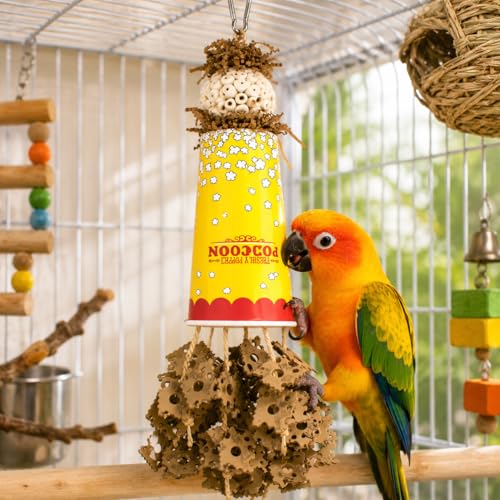 Bonka Bird Toys 2322 Popcorn Crumble Medium Large Bird Toy Popcorn Paper Cardboard Rope Sola Atta Forage Chew Amazons Conure African Greys and Other Similar Birds