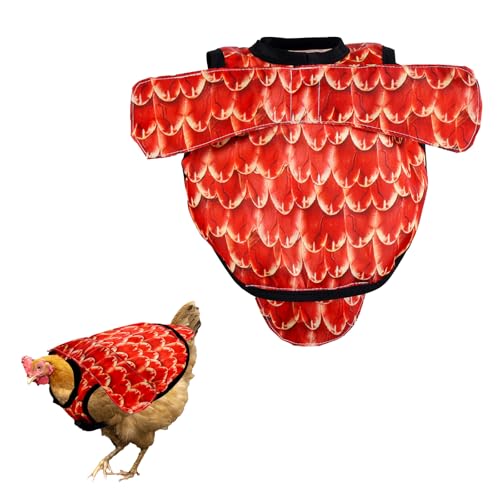 Chicken Saddles for Hens, Chicken Apron Back Protector Hen Mating Saddle Back Cover with Adjustable Shoulder Straps for Hens Pecking & Mating Protection (Red)