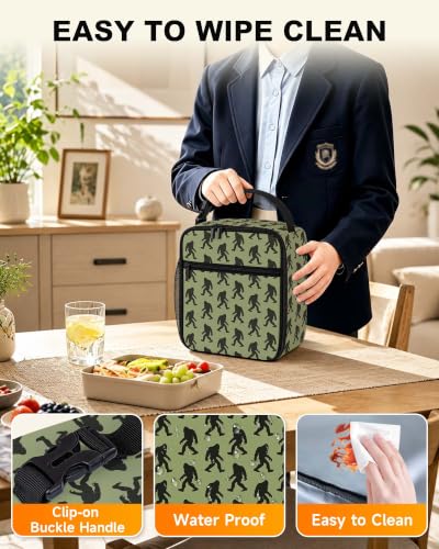 Bigfoot Kids Lunch Box Boys Men Insulated Lunch Bag, Sasquatch Gifts | Reusable Lunchbox, Cooler Tote Bag, Mesh Side Pocket, Easy to Clean, Waterproof Leak-Proof Lining for School Office Picnic - color: Big Foot