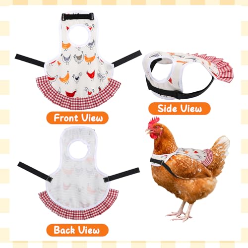 6 Pcs Chicken Saddle for Hens, Chicken Aprons Back Protector | Chickens Vest Jacket Saddles for Hens for Poultry Hen Feather Fixer Supplies (Adjustable Strap, Chicken) - style: Adjustable Velcro, Chicken Theme