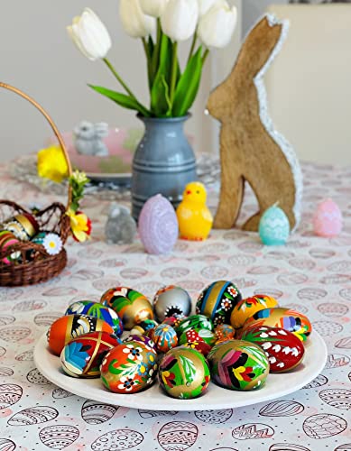 Polish Easter Hand Painted Wooden Eggs (Pisanki) Decorative Eggs for Easter Set of 6 Medium Eggs - size: Set of 6 Medium