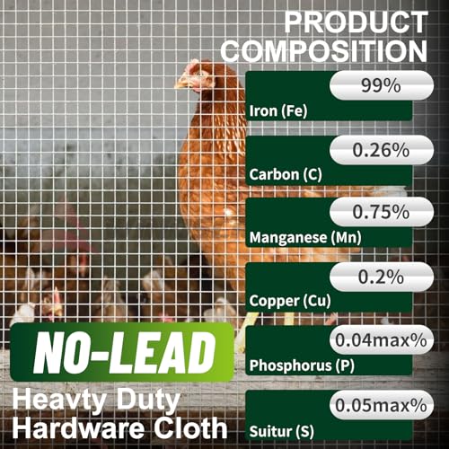1/8 Inch Hardware Cloth 12'' x 20' 27 Gauge Hot Dip Galvanized Welded Wire Mesh for Chicken House/Coop Fencing, Animal Cage Netting, Bee Swarm Protection Netting and Poultry Enclosures - size: 12in x 20ft