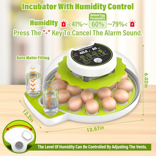 Egg Incubator with Automatic Egg Turning and Humidity Control, Chicken Incubators for Hatching Eggs, Holds 18 Eggs Encabulator for Chicken, Suitable for Hatching Chickens, Quails, Ducks,Parrots,Geese