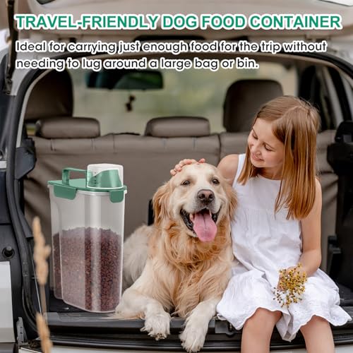TBMax Cat Dog Food Storage Container 5 to 7 lbs, Secondary Pet Food Storage Container Beyond a Large Dog Food Bin for Daily Use, Easy-Pouring Bird Seed Dispenser, Travel Kibble Holder -Bottle Green - color: Bottle Green, size: 6 Qt