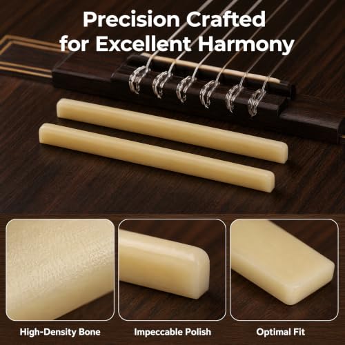 Miwayer 6 String Classical Guitar Unbleached Bone Saddle, Guitar Bridge Saddles, Cut from Whole Bones, 80x3x9mm (6 String Classical Saddle 80mm 2 Pack) - color: 6 String Classical Saddle 80mm 2 Pack