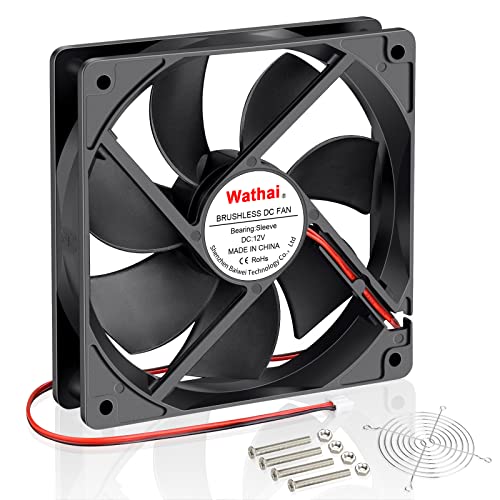 Wathai 120mm 12V 0.45A 2Pin DC Brushless Cooling Fan 12 Volt 120x120x25mm | High CFM 5 inch Exhaust Fan Motor, 3000 RPM DIY 2-Wire Replacement - style: 12V 2Pin 3000RPM