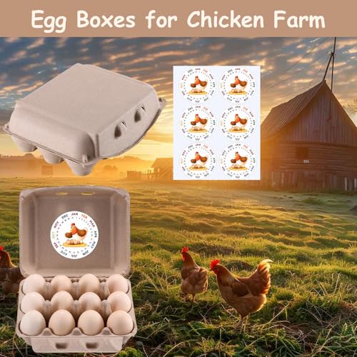 200PCS Vintage Egg Cartons with Labels, Paper Pulp Square Dozen Egg Carton | Classical 3x4 Style Egg Basket Holds Up to One Twelve 12 Count Chicken Eggs, Stickers, Made from Natural Recycled Cardboard - size: Dozen Egg Cartons 200 Pcs Set
