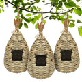 GUTE Hummingbird Houses 3Pcs Hand Woven Grass Hanging Bird Nest | Natural Grass,Hand-Knitted,Sturdy Shelter,Ventilated Cozy Design,Blends in Trees,Easy to Hang,Garden,Window - color: Water Drop Shape, size: 3pack