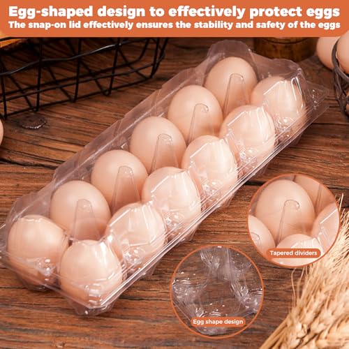 Plastic Empty Eggs Cartons 12 Count Clear Tray Bulk 120 Pack | 2x6 Grid Trays Egg Containers, Clear Stackable Fridge Storage for Chicken Farm, Market, Refrigerator, Restaurant Use