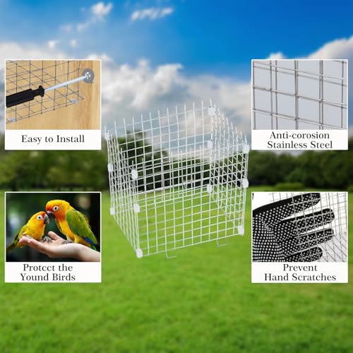 Bluebird House Predator Guards 2 Pack Metal Wire Entrance Hole Protector Bird House Hole Protector Bird House Wire Entrance Guard for Blue Bird Nesting & Babies Safe (Square)