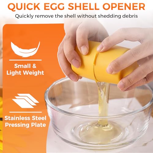 Egg Cracker Tool | Easy Shell Egg Opener | Handheld Egg Seperator Tool | Perfect for Baking, Scrambled Eggs & Omelets – No Mess, No Shell Pieces (Yellow/Pink/Orange - 3 Pack) - color: Yellow/Pink/Orange - 3 Pack