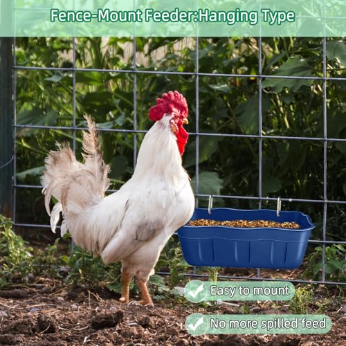 Chicken Feeder Waterer,Hanging Goat Feeders,Feed Trough 3.5 Quart 3 Pack,Hanging Fence Feed Trough for Poultry Livestock,Blue - color: Blue, size: 3.5 Quart (3 Pack)