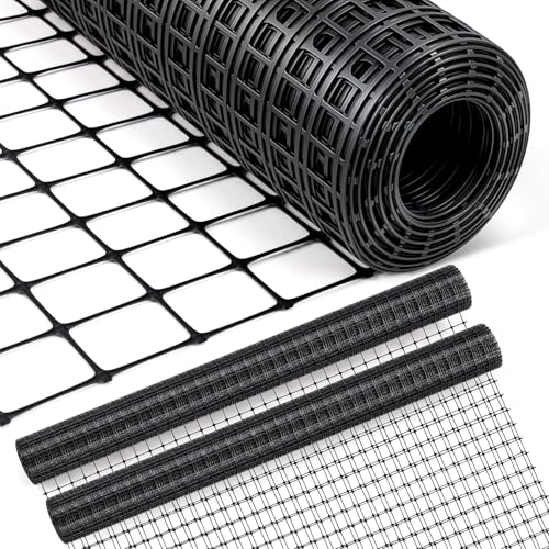 Windyun 2 Roll Plastic Mesh Fence, Black Safety Temporary Garden Fencing Animal Barrier Netting for Animal Deer Rabbit Chicken Dog Poultry Construction Snow Fence Patio(50 ft) - size: 50 ft