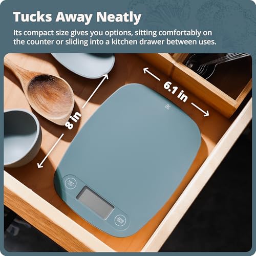 Greater Goods Food Scale, Slim & Compact Build, 1g Precision (Stone Blue) | Digital Kitchen Scale for Cooking, Meal Prep & Portion Control, Tare, Auto Shut-Off, g/oz/lb/ml Conversion & Calorie Tracking - color: Stone Blue