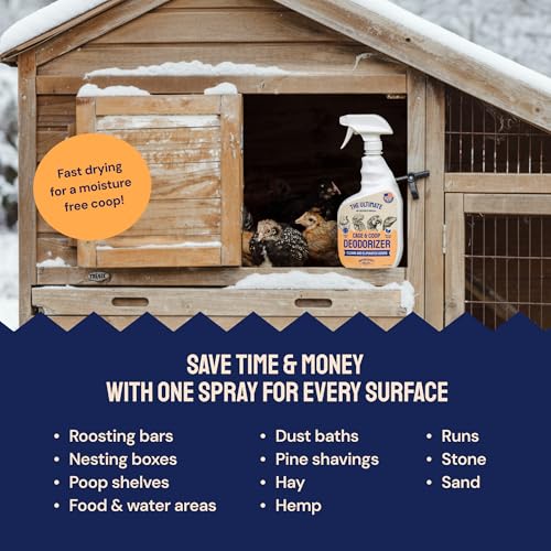Hatortempt 32 fl oz Chicken Coop Deodorizer and Cleaner Spray, Unscented | Surface Odor Eliminator - Controls Ammonia - Safe & Fast Drying - Refresher for Wood, Sand, Bedding, Hay, Pine & Stone - size: 32 Fl Oz (Pack of 1)