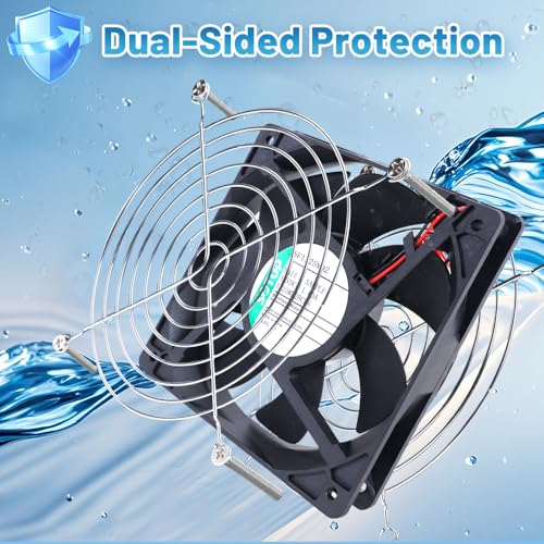 IP68 120mm Waterproof Fan with LED Voltage Display Speed Controller, 110V AC 120mm x 25mm, for DIY Cooling Ventilation Exhaust Projects