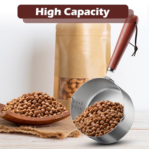1 Cup Dog Food Scoop Dog Food Measuring Cups,1 Cup Measuring Cup Pet Food Scoop with Wooden Handle for Dog Cat Foods - size: 1 cup