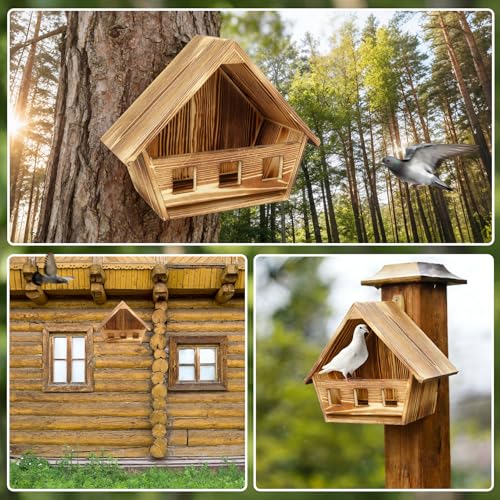 Cedar Mourning Dove Nesting Box - 11.81" x 5.12"x9.45" Bird House, Outdoor Wooden Birdhouse for Doves & Small Birds to Nest, Ideal Garden Decoration