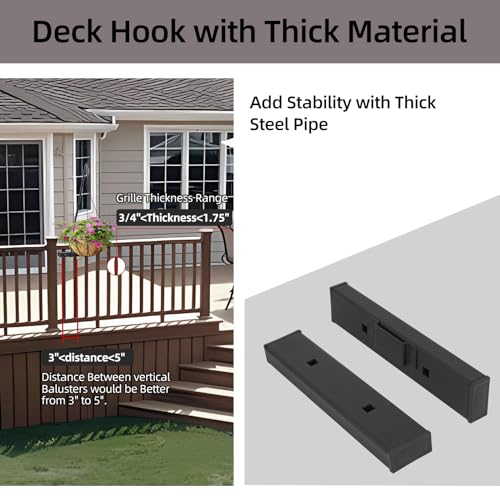 Deck Hook Railing Mount,Heavy Duty Metal Plant Hanger 360°Rotating | Shepherd Bracket For Bird Feeder, Flower Baskets, Lanterns | Extended Arm, Rust-Resistant For Deck, Patio & Garden Use - size: Railing Mount