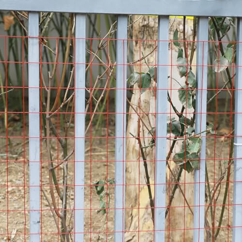 Red PVC Coated Welded Wire Fence 36" x 50' Roll, 2"x3" Mesh, 16 Gauge | Vinyl Coated Garden Fencing, Yard & Pet Barrier, Chicken Wire Fencing, Dog Enclosure Mesh, Vegetable Plant Protector - color: Red, size: 2''x3'' 16GA 36''x50'