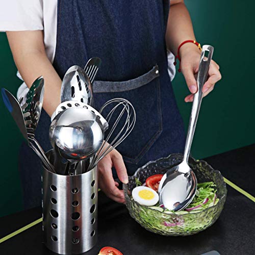 Cooking Spoon, Berglander Stainless Steel Solid Serving, Basting Spoon For Cooking, Kitchen Non-Stick And Heat Resistant, Dishwasher Safe, Easy to Clean - size: C. Solid Spoon