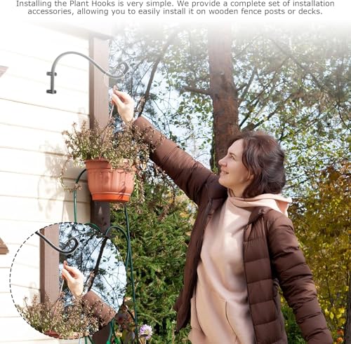 12 Inch Plant Hangers Outdoor,4 Pack Heavy Duty Plant Hanger Bracket | Hanging Basket for Plants Outdoor Brackets,80lbs Weight Capacity for Hanging Baskets,Bird Feeders,Lanterns and Wind Chimes - size: 12inch-4pcs