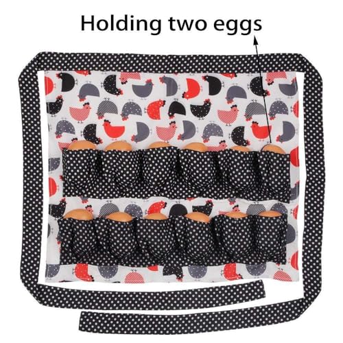 Sefiron Chicken Egg Collecting Apron,12 Deep Pockets for Hense,Duck,Goose Eggs - color: White Dot