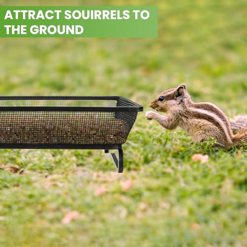 4 Pcs Ground Bird Feeder Tray 6.9 x 6.9 x 2.2 Inches, Metal Platform Mesh Seed Tray for Bird Feeders, Great Attracting Garden Yard Decoration for Wild Birds Squirrels Dove